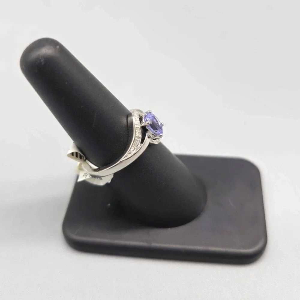 .925 SILVER DIAMOND & TANZANITE RING SIZE 7 2.9G (GNH022927)